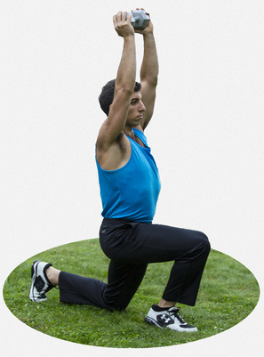 Lunge with weight overhead